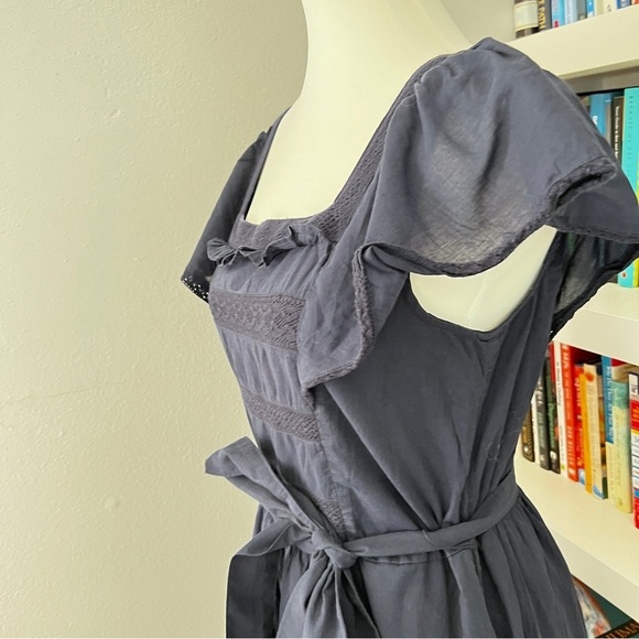 Draper James Navy embroidered tiered flutter sleeve midi dress size small - Picture 7 of 15